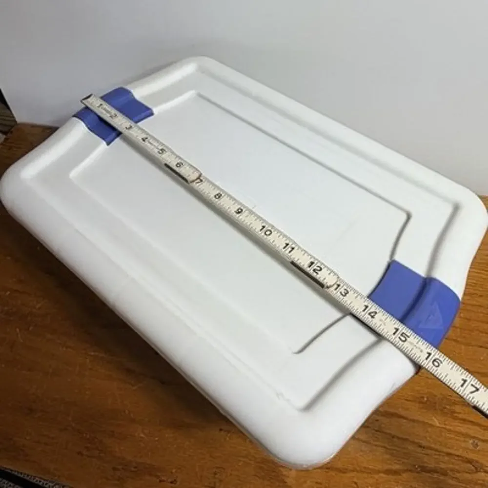 Vintage Rubbermaid Blue White Clear Latch Keeper Container #463C Lid #463A